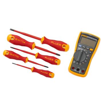 FLUKE/福禄克 117电工万用表+绝缘手动工具入门工具包（5把绝缘螺丝刀和3把绝缘钳子），IB117K