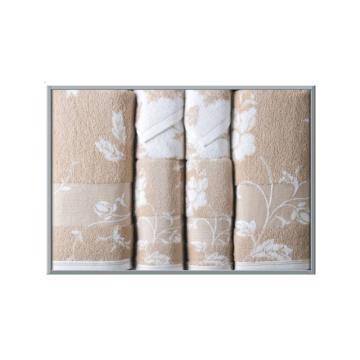 金号毛巾套装 无捻双层 SK1056 心叶物语系列9-浴巾 毛巾2条 方巾2条